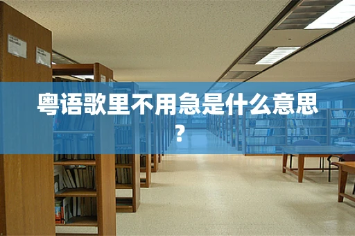 粤语歌里不用急是什么意思？