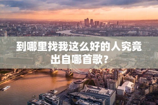 到哪里找我这么好的人究竟出自哪首歌？