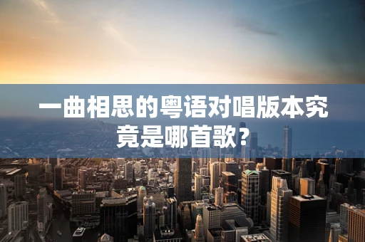 一曲相思的粤语对唱版本究竟是哪首歌？